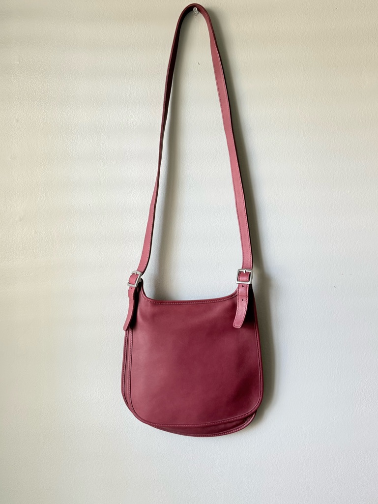 Authentic Vintage Coach 9135 Burgundy Leather Flap Crossbody Shoulder Bag